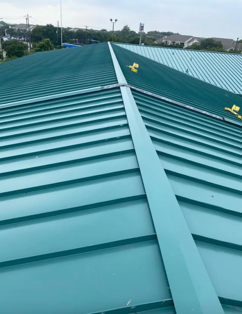 Green commercial metal roof ridge and valley for Metal Roof Repair in Orem